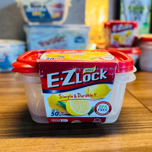 Ez Lock Rectangular Container 800Ml 2P Set Red
