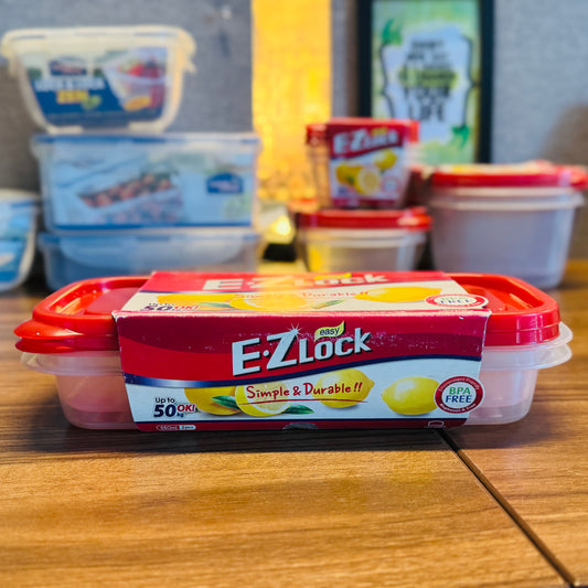 Ez Lock Rect. Container 550Ml 2P Set Red