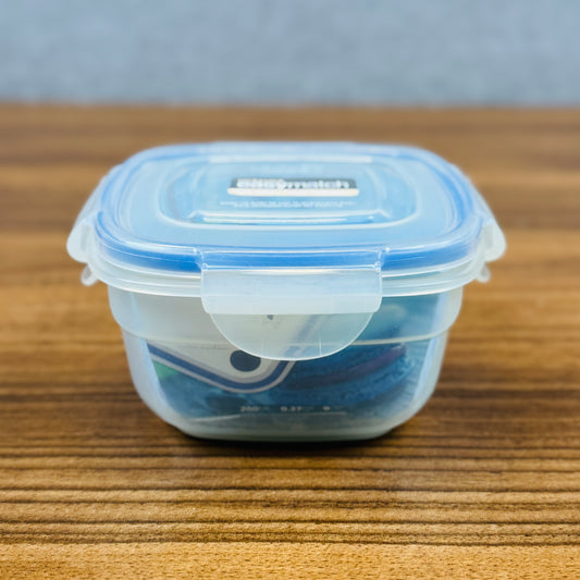 Easy Match Square Bowl Food Container 260ml (With Blue Silicone)