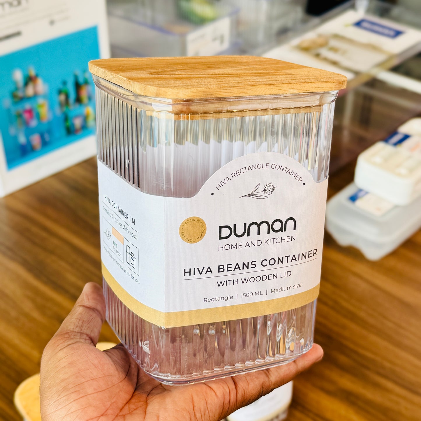 Hiva Beans Container - Wooden Lid (5-Sizes)