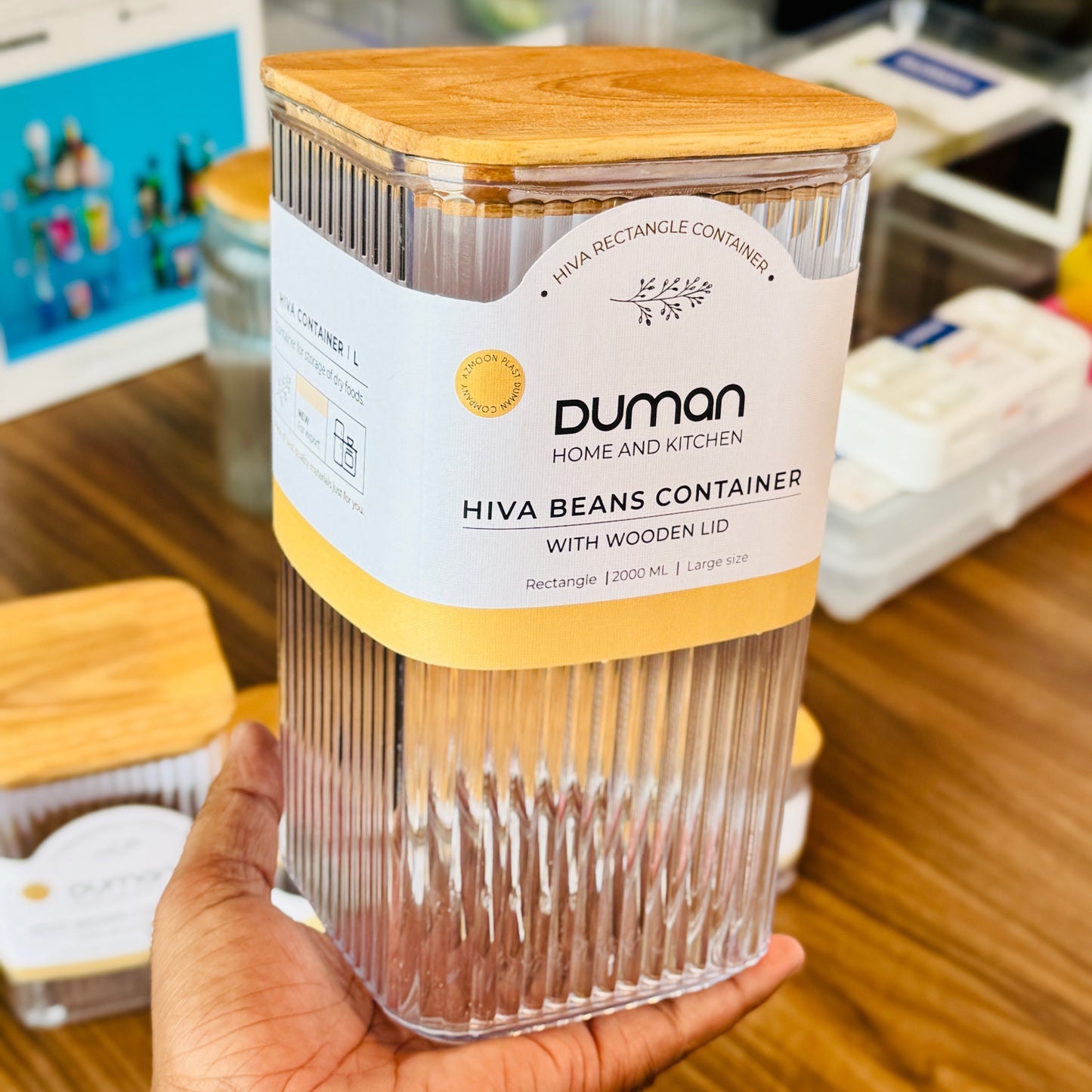 Hiva Beans Container - Wooden Lid (5-Sizes)