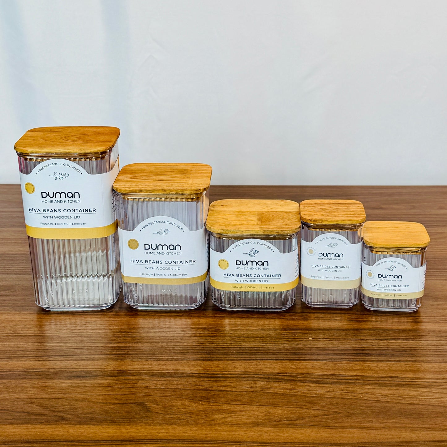 Hiva Beans Container - Wooden Lid (5-Sizes)