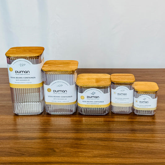 Hiva Beans Container - Wooden Lid (5-Sizes)